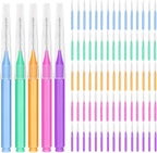 EasyHonor Braces Brush for Cleaner Interdental Toothpick Dental Tooth Flossing Head Oral Hygiene Flosser Cleaners Cleaning Tool (5Colors,75pcs)