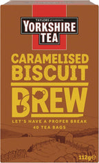 Yorkshire Tea Caramelised Biscuit Brew, Pillow Tea Bags, 40 Count (Pack of 1), Caffeinated, Enjoy Hot or Iced, 40 Teabags