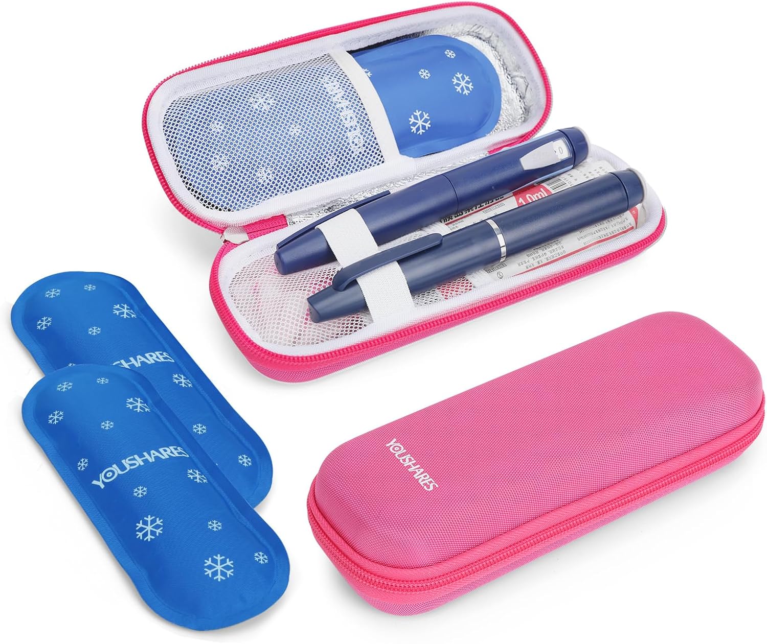 YOUSHARES Insulin Cooler Travel Case, GLP-1 Diabetic Medicine Cooling Bag for Zepbound for Mounjaro Pen, Refrigerated Diabetes Supplies Organizer with 2 TSA Approved Ice Pack