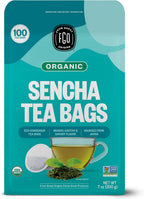 FGO Organic Sencha Green Tea, 100 Count, Eco-Conscious Tea Bags, Resealable Bag, Sourced From Japan, Packaging May Vary (Pack of 1)
