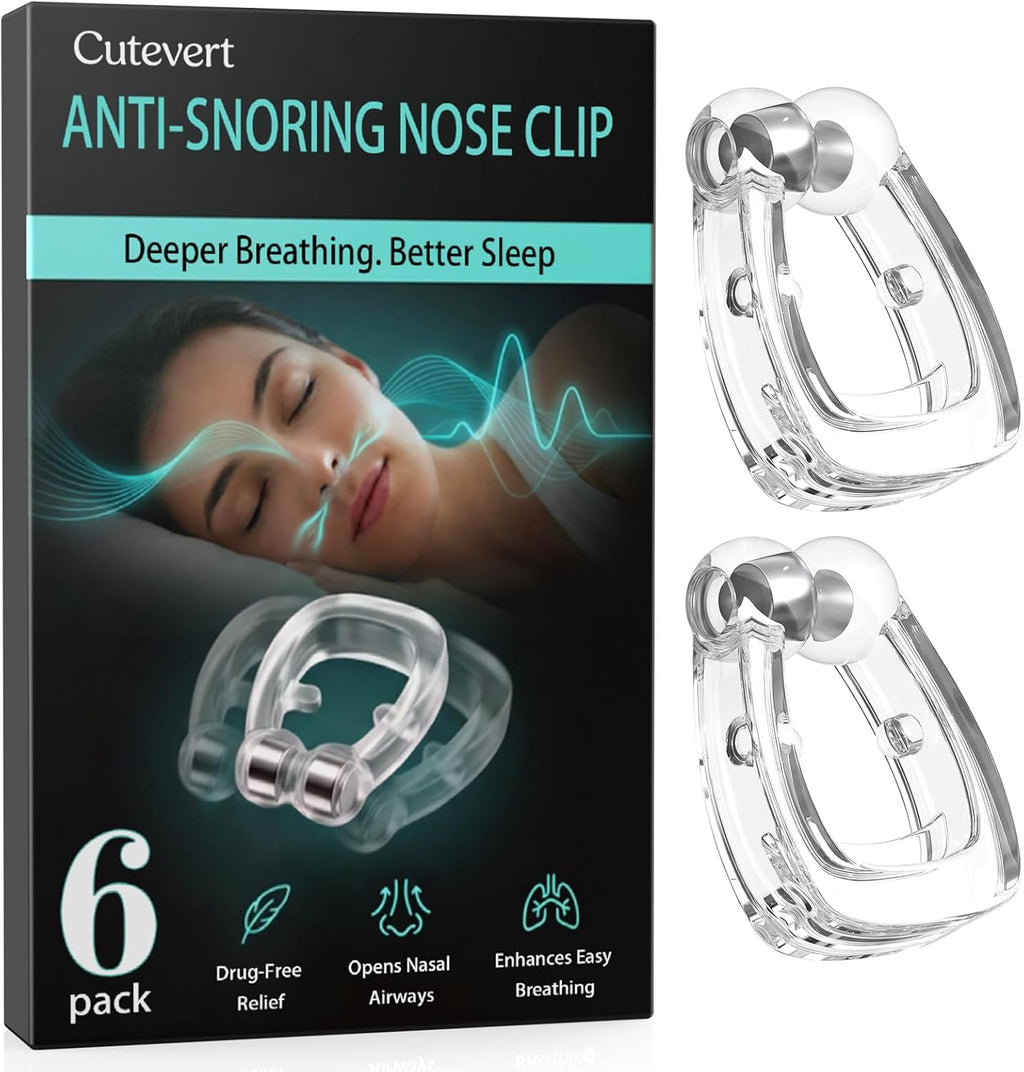Anti Snoring Devices, 6-Pack Magnetic Snore Stopper with Adjustable Silicone Nose Clip, Effective Snoring Solution for Restful Sleep, Professional Nose Vents to Relieve Snoring for Men and Women