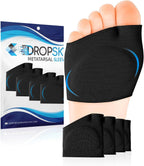 Dropsky Metatarsal Pads for Women and Men – 4 Packs – Gel Metatarsal Foot Pads, Ball Foot Cushion, Adjustable & Non-Slip Pads for Pain Relief, Metatarsalgia Insoles, Morton’s Neuroma - Black