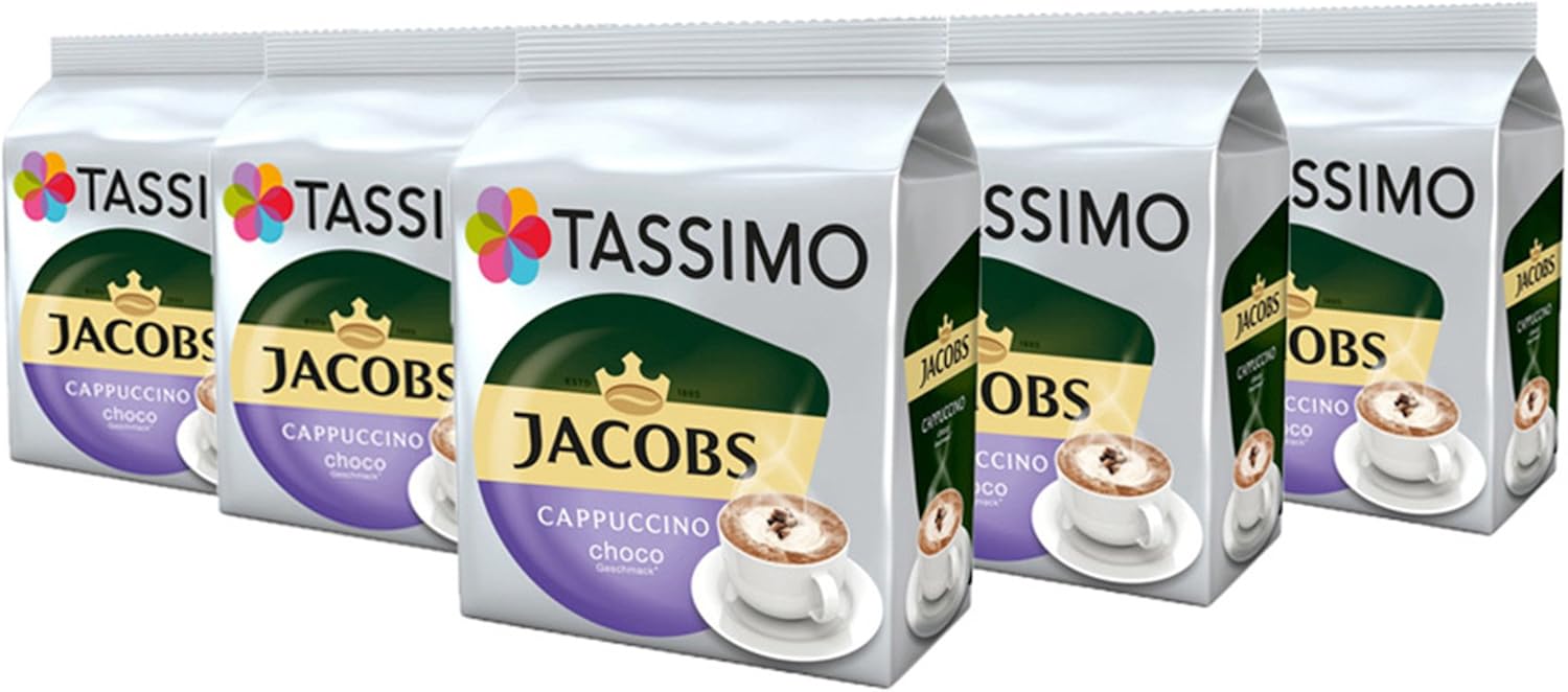 TASSIMO Jacobs Cappuccino Chocolate Capsules T-Discs Refills 5 Pack, 40 Drinks