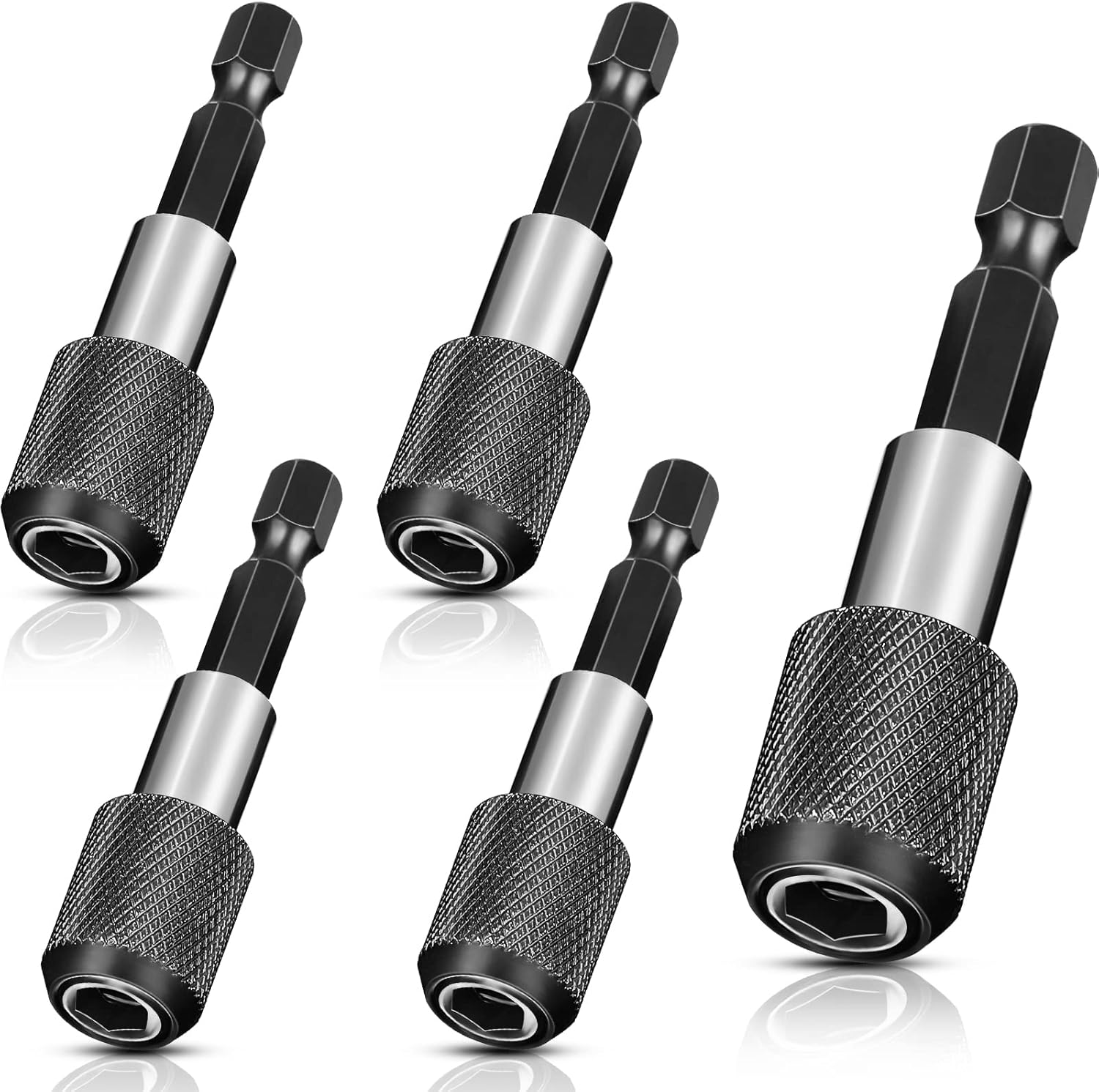 Chumia 5 Pcs Drill Bit Holder Magnetic Drill Bit Extension 1/4 Inch Hex Shank Quick Release Bar Socket Screwdriver Bit Holder Drill Accessories Extension Drill Quick Chuck Adapter for Screws Nuts