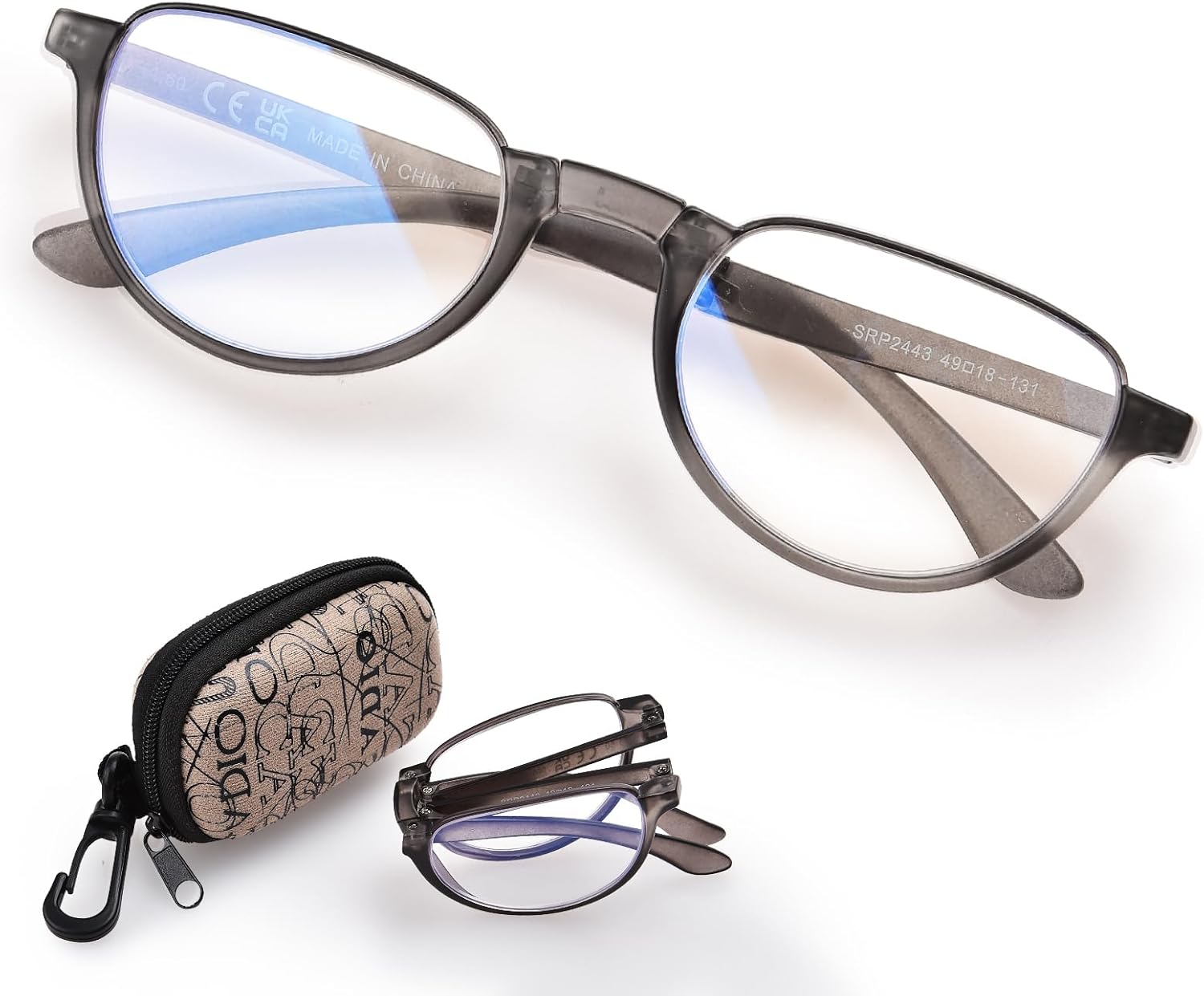 Folding Reading Glasses for Women Men Portable Blue Light Readers Compact Reading Eyeglasses with Zipper Case