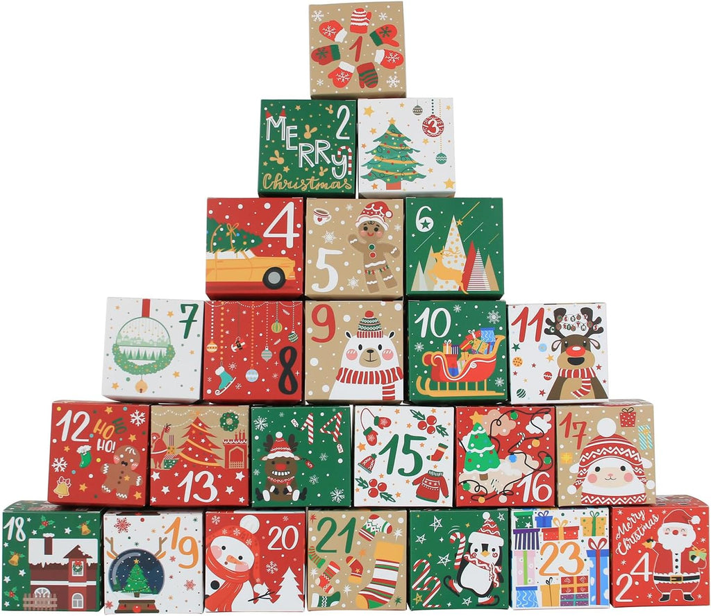 Lihome Diy Advent Calendar - Empty Advent Calendar to Fill Yourself, Christmas Advent Boxes Empty for Kids and Family (Classic Box)