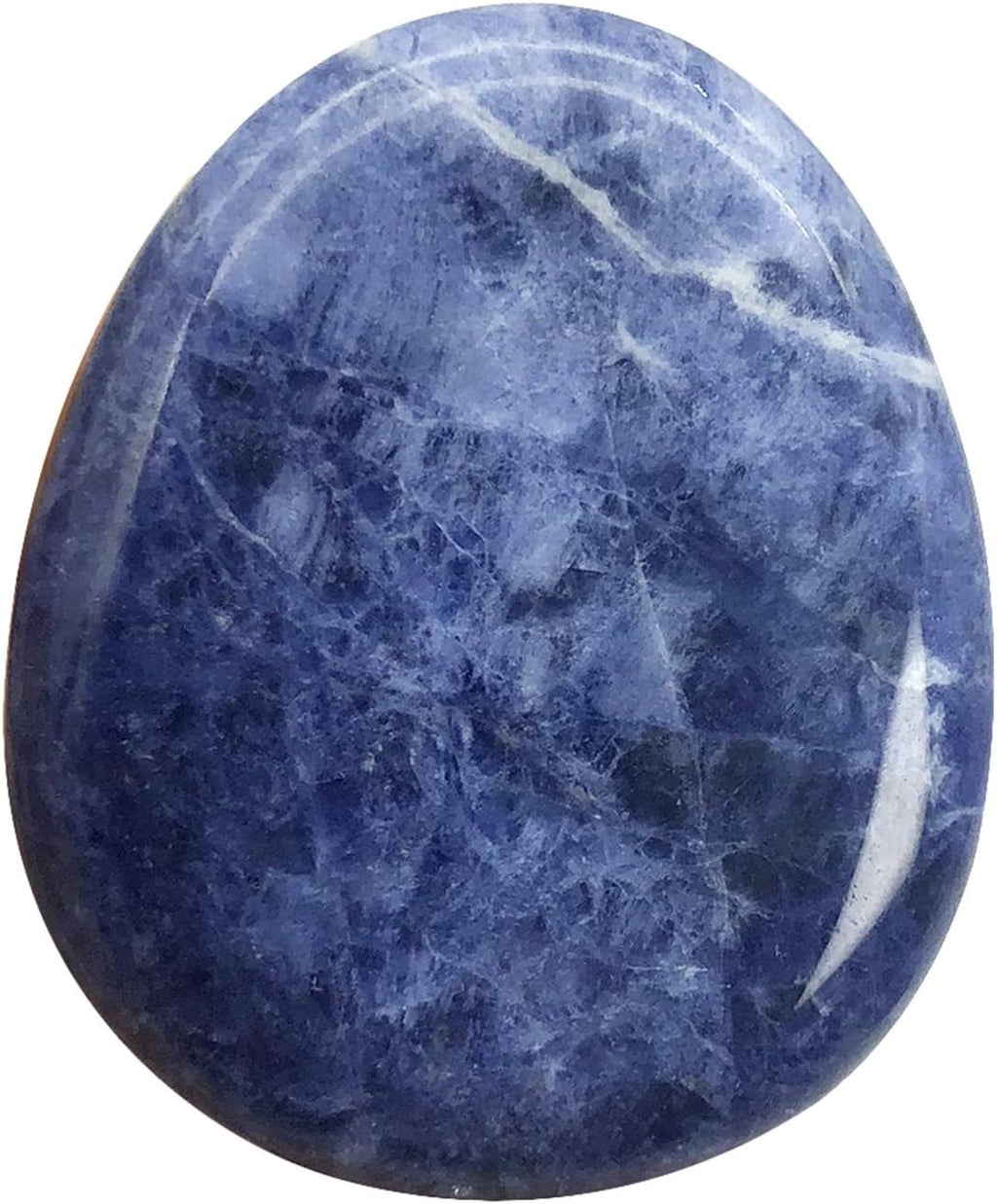Fekuar Natural Sodalite Crystal Thumb Worry Stone, Hand Carved Healing Crystal Teardrop Pocket Stones for Anxiety Stress Relief Meditation