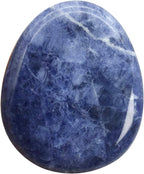 Fekuar Natural Sodalite Crystal Thumb Worry Stone, Hand Carved Healing Crystal Teardrop Pocket Stones for Anxiety Stress Relief Meditation