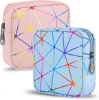 2Pcs Waterproof Sanitary Pad Storage Bag with Zipper, Makeup Bags Portable Sanitary Towel Holder, Reusable Women Period Bag, Feminine Product Pouch Cosmetic Organizer Bags for Teen Girl Gift