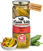 Amish Valley Products Pickled Crisp Okra Glass Jar Gourmet Chacuterie Board Garnish Vegetable (Mild, One Jar)