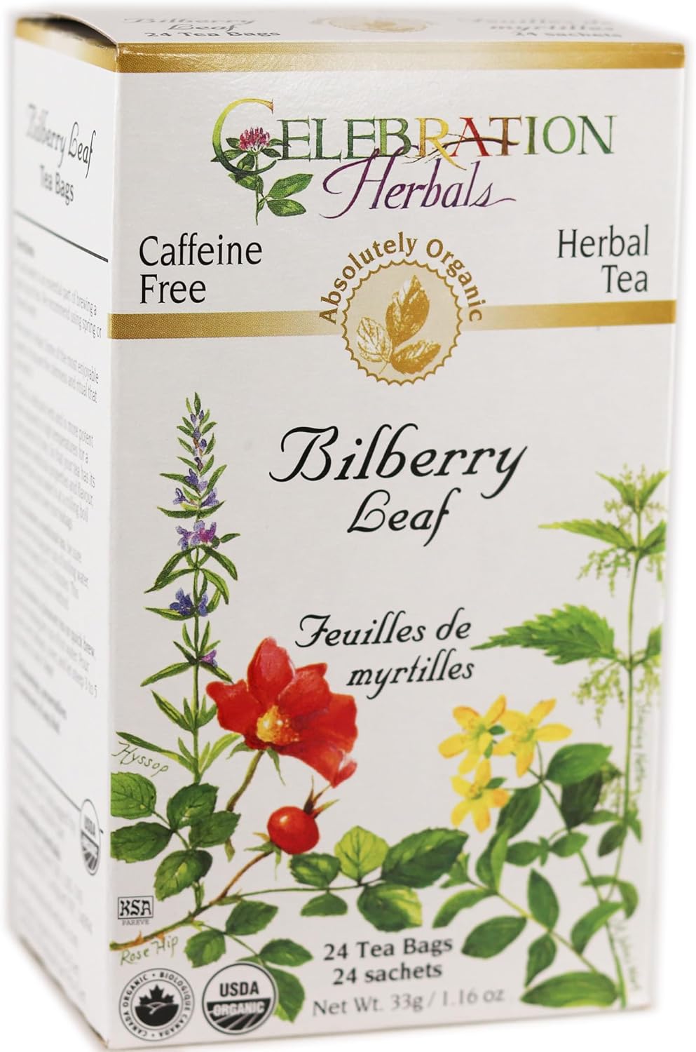 Celebration Herbals Teabags Herbal Tea Bilberry Leaf Organic, 24 Bags