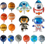 16pcs Galaxy Space Balloons, Outer Space Theme Balloons Aluminum Foil Planet Astronaut Rocket Spaceship Solar System Party Decorations for Birthday Earth Day