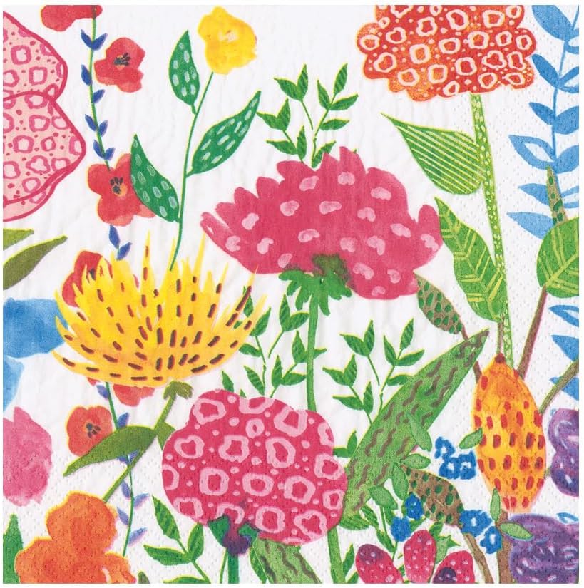 Caspari Cottage Floral Luncheon Napkins - 20 Per Package