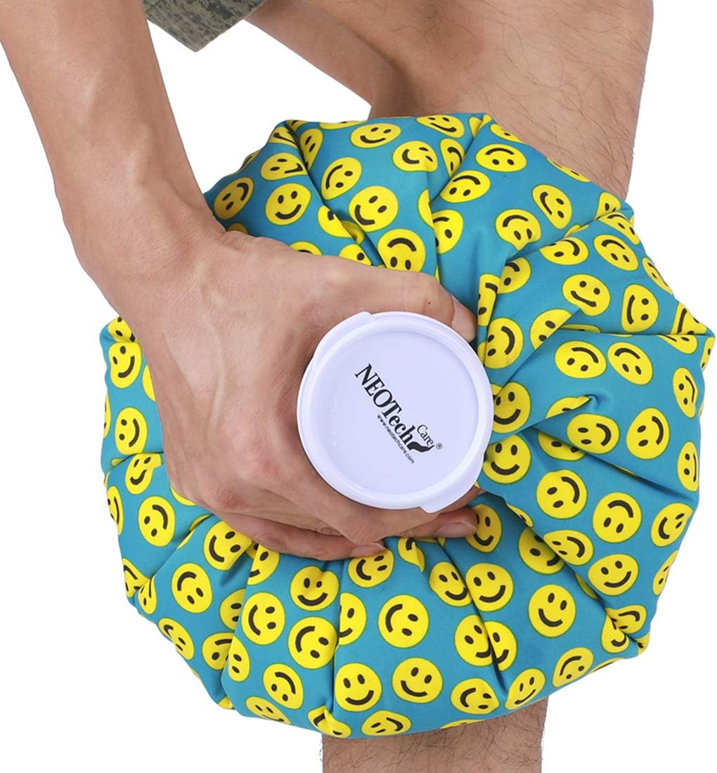 NeoTech Care Ice Bag, Screw Top Fillable, Reusable (Smiley Face Design, 11 inch)