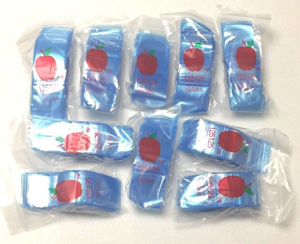 125125 (1.25"X1.25") Blue Color Apple Brand Bags Mini Resealable Baggies, Case of 1,000
