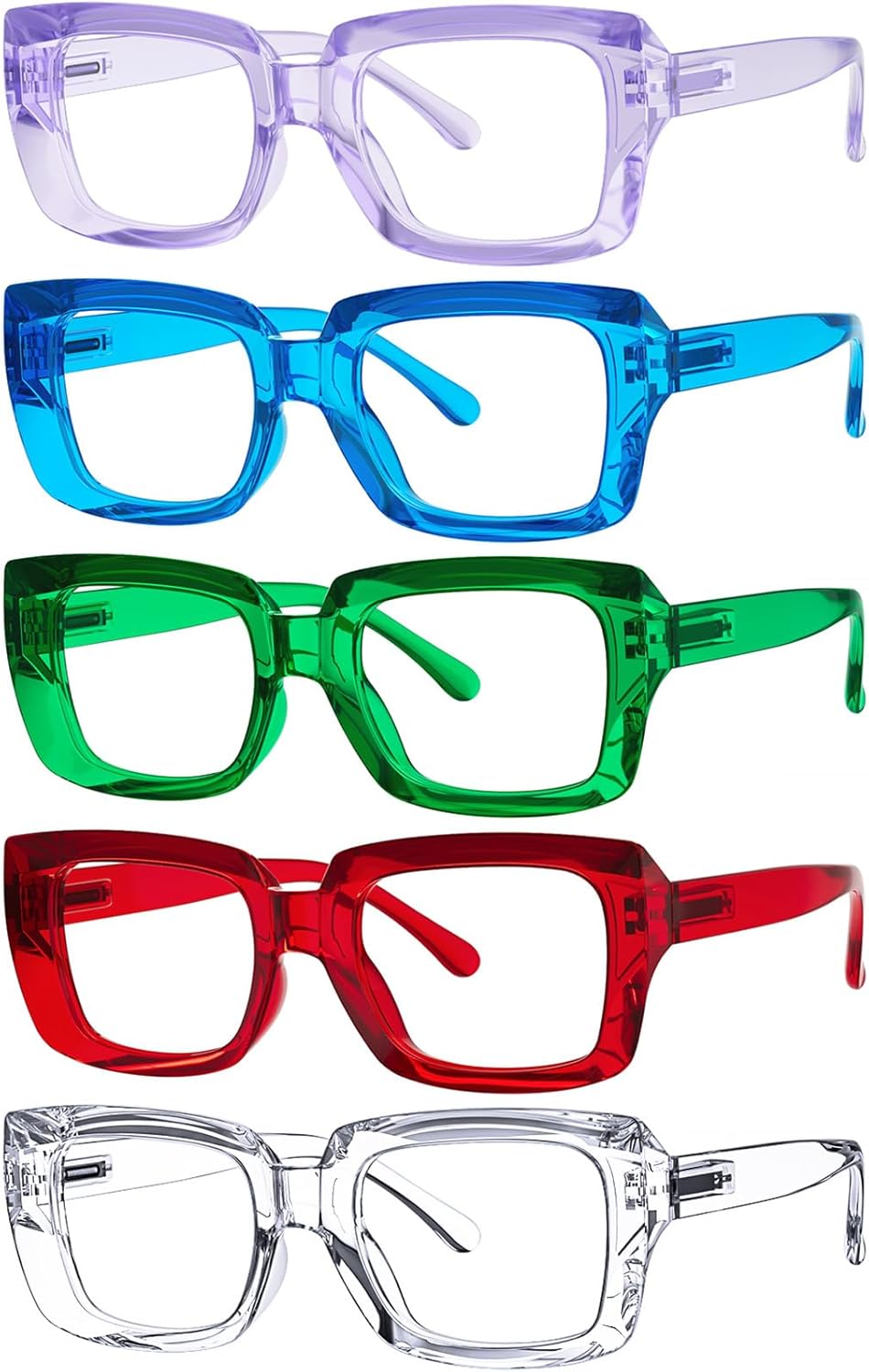Eyekepper 5 Pack Ladies Reading Glasses - Stylish Oversized Square Readers for Women +1.25