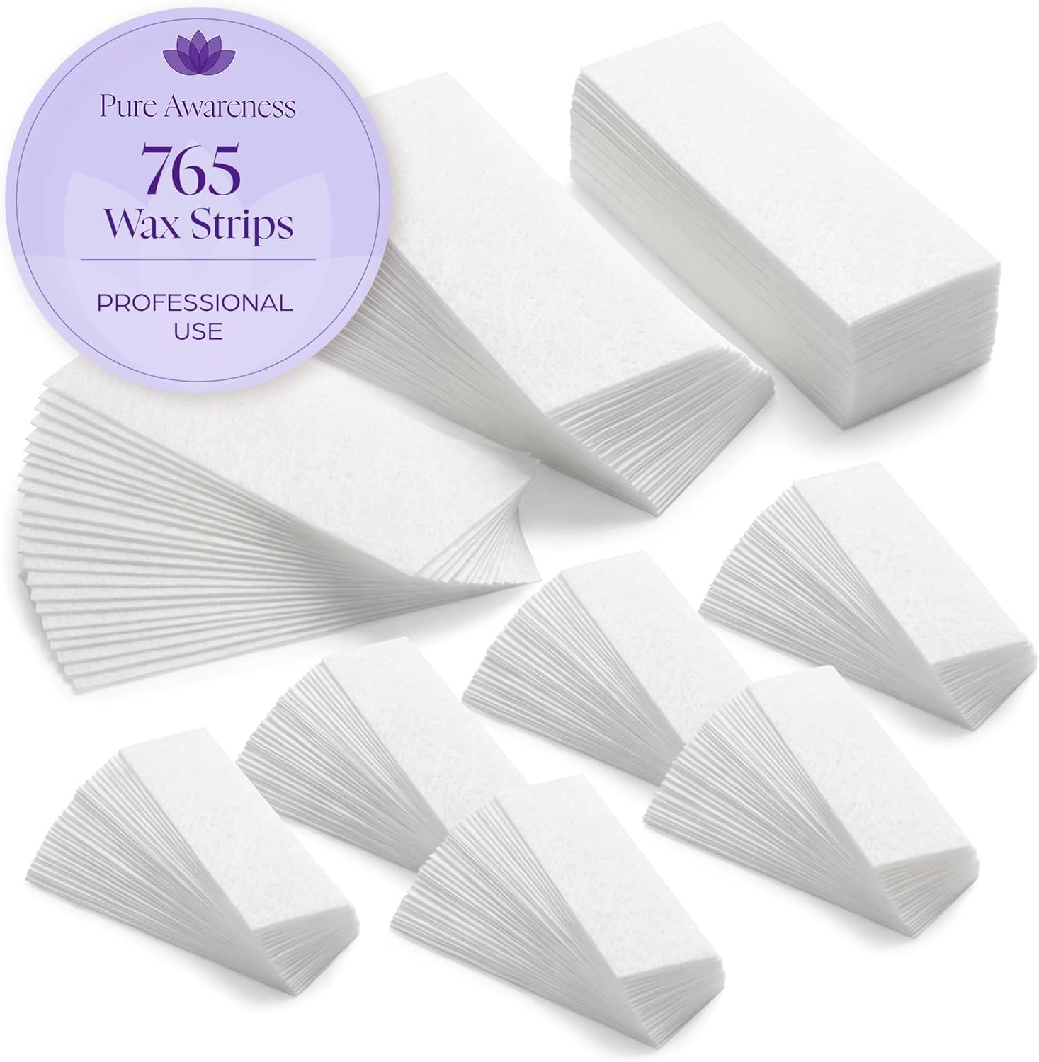 765 Professional Wax Strips for Waxing – Tear-Resistant Fabric Hair Removal Strips – 225 Large & 540 Small – Reusable for Warm Wax & Sugar Paste – Face, Body & Intimate Areas