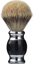 JEQUIL&CORENVEO 100% Silvertip Badger Hair Shaving Brush, Handmade Shaving Brush with Fine Resin Handle and Stainless Steel Base (Black)