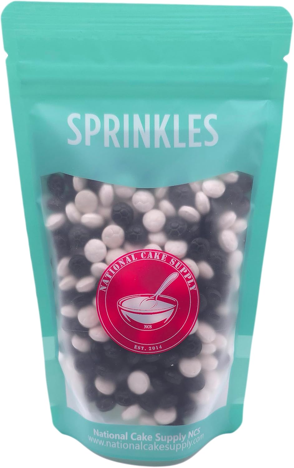 NCS Soccer Ball Edible Sprinkles – Black & White Cupcake, Cake & Cookie Decorations, 8 oz