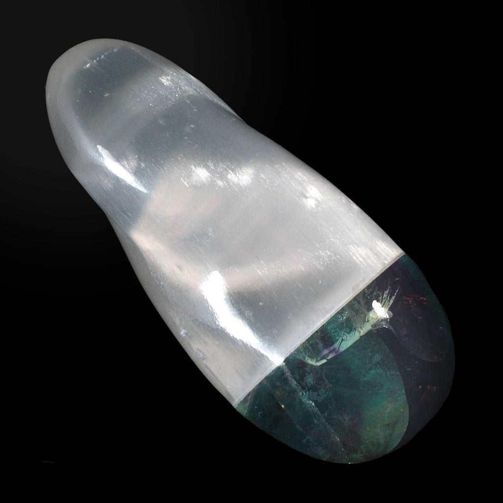 CrystalAge Selenite & Rainbow Fluorite Spiral Wand ~ 60 x 25mm