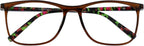 OPULIZE ARC Large Reading glasses for Women Men,Scratch Resistant Rectangular frame with Spring Hinges, Brown With Hand Finished Translucent Pattern Arms +2 (Pack of 1)