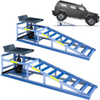 2 Heavy-Duty Car Ramps, 5-Ton (5000 kg) Capacity, High-Load Hydraulic Ramps with Reflective Strips for Safe Nighttime Use, Adjustable Height from 9.8 to 15 in, Usable as Workshop Lifting Platform