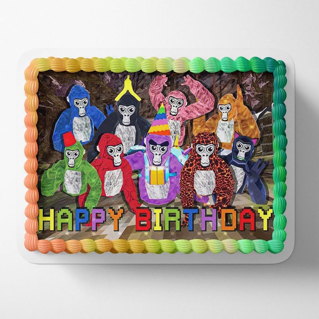 Cakecery Gorilla Become Monke DWA Edible Cake Image Topper Personalized Birthday Cake Banner 1/4 Sheet
