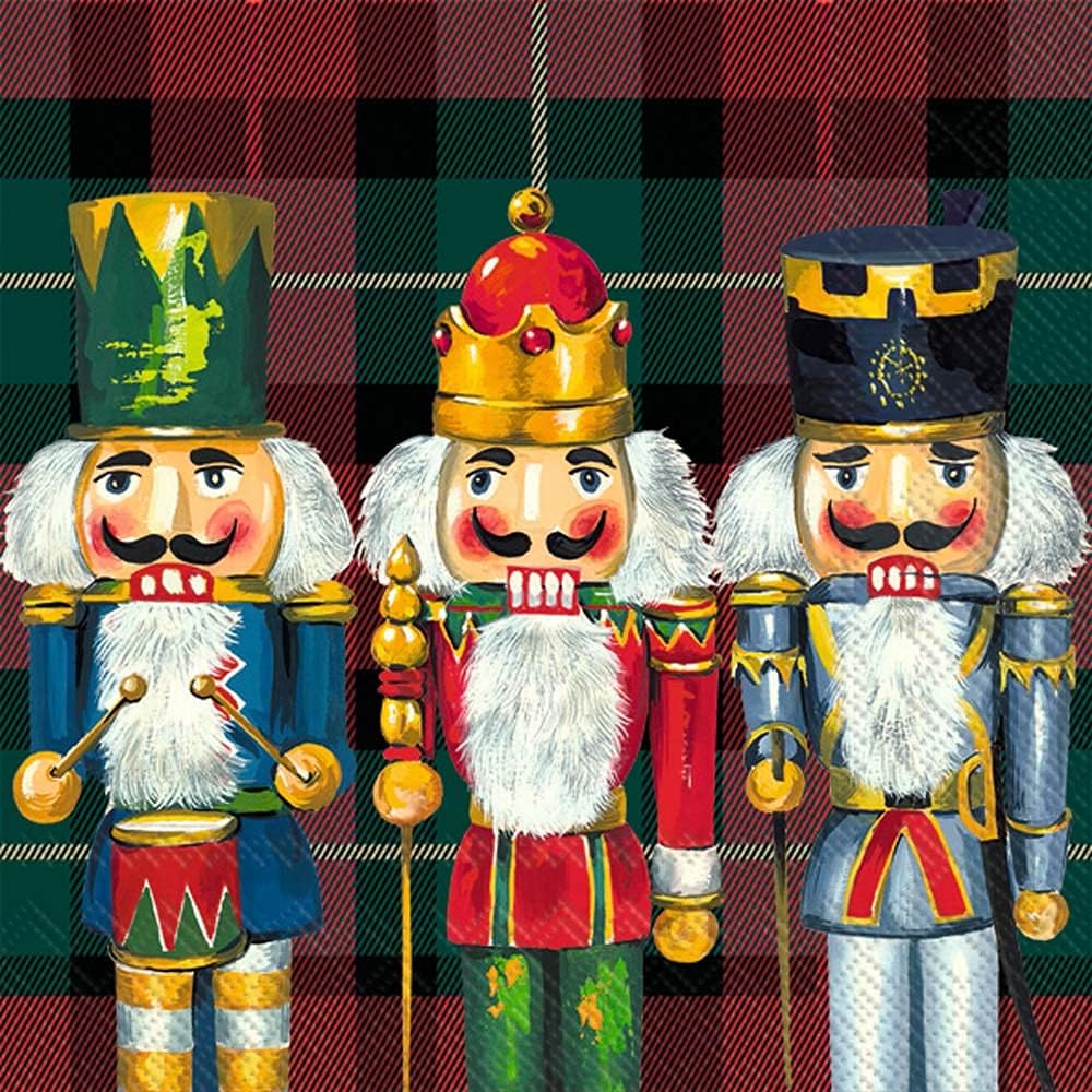 IHR Ideal Home Range Cocktail Napkins 3-Ply Paper Christmas Napkin, 20-Count, 5" x 5", Nutcrackers