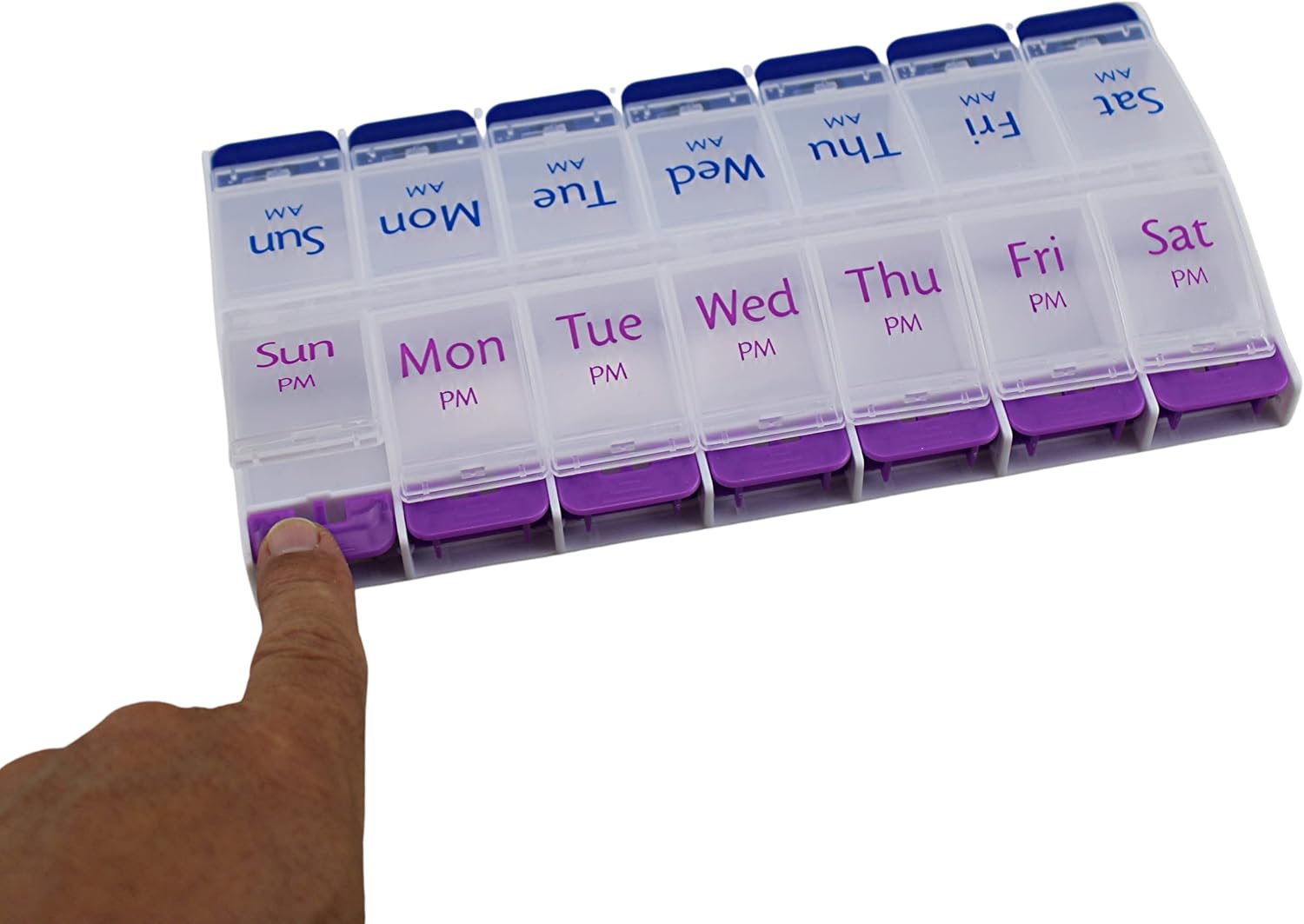 Jumbo 7 Day AM PM Pill Organizer – Weekly Medicine Box 2 Times Daily Vitamin Planner with Extra Large Compartments Easy Open Lids BPA Free