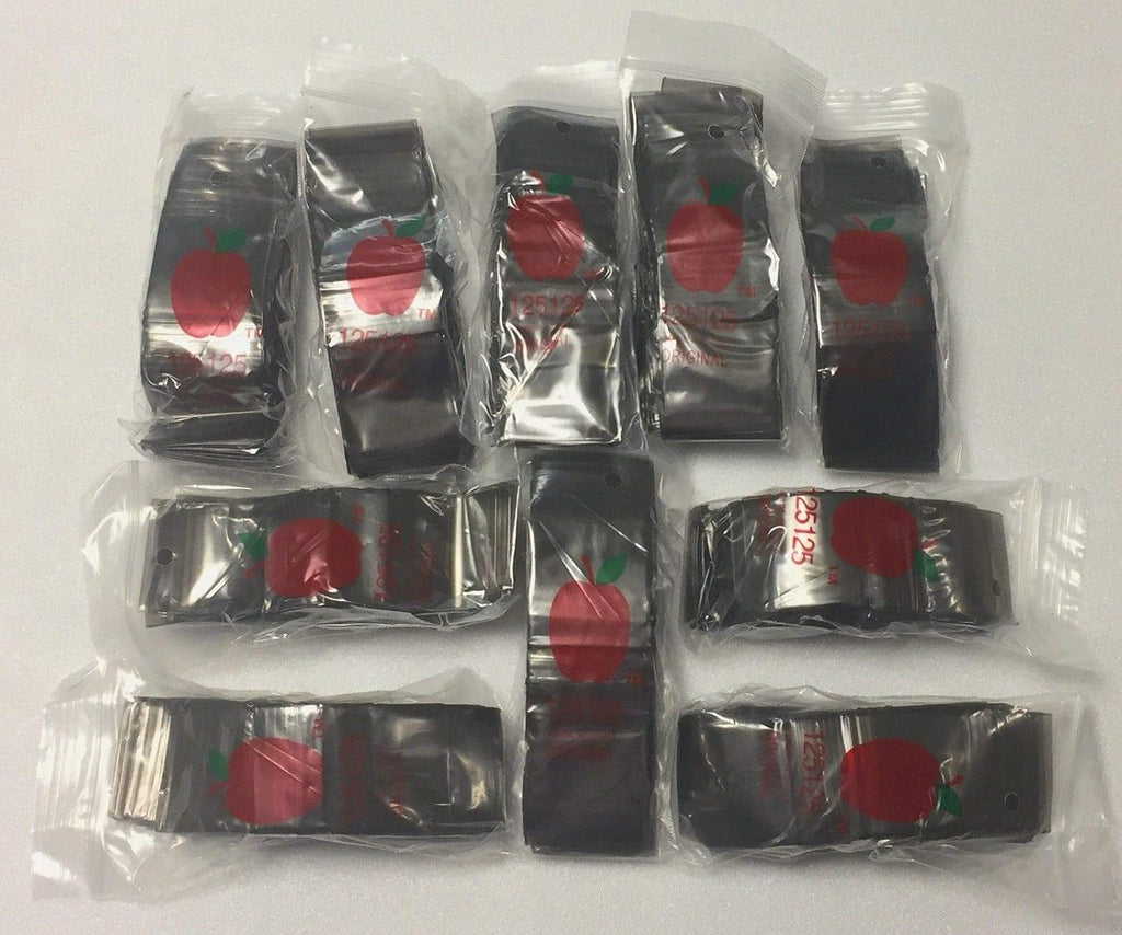 125125 (1.25"X1.25") Black Color Apple Brand Bags Mini Resealable Baggies, Case of 1,000