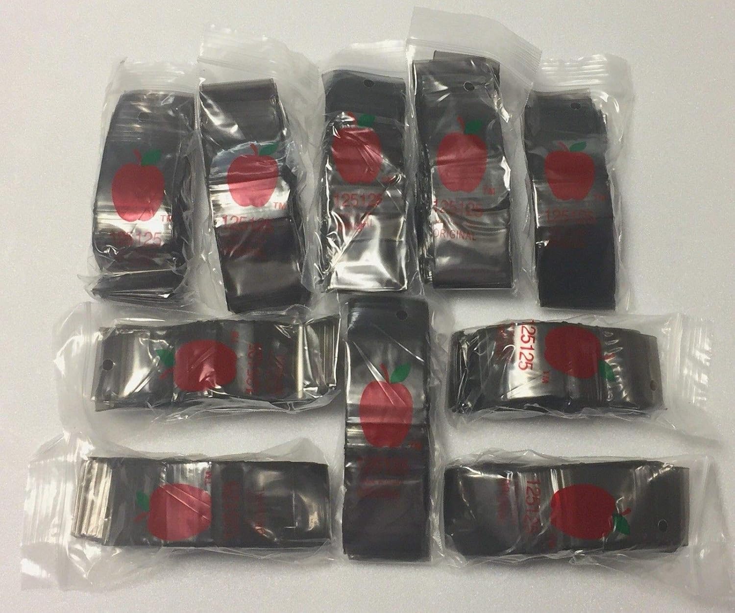 125125 (1.25"X1.25") Black Color Apple Brand Bags Mini Resealable Baggies, Case of 1,000