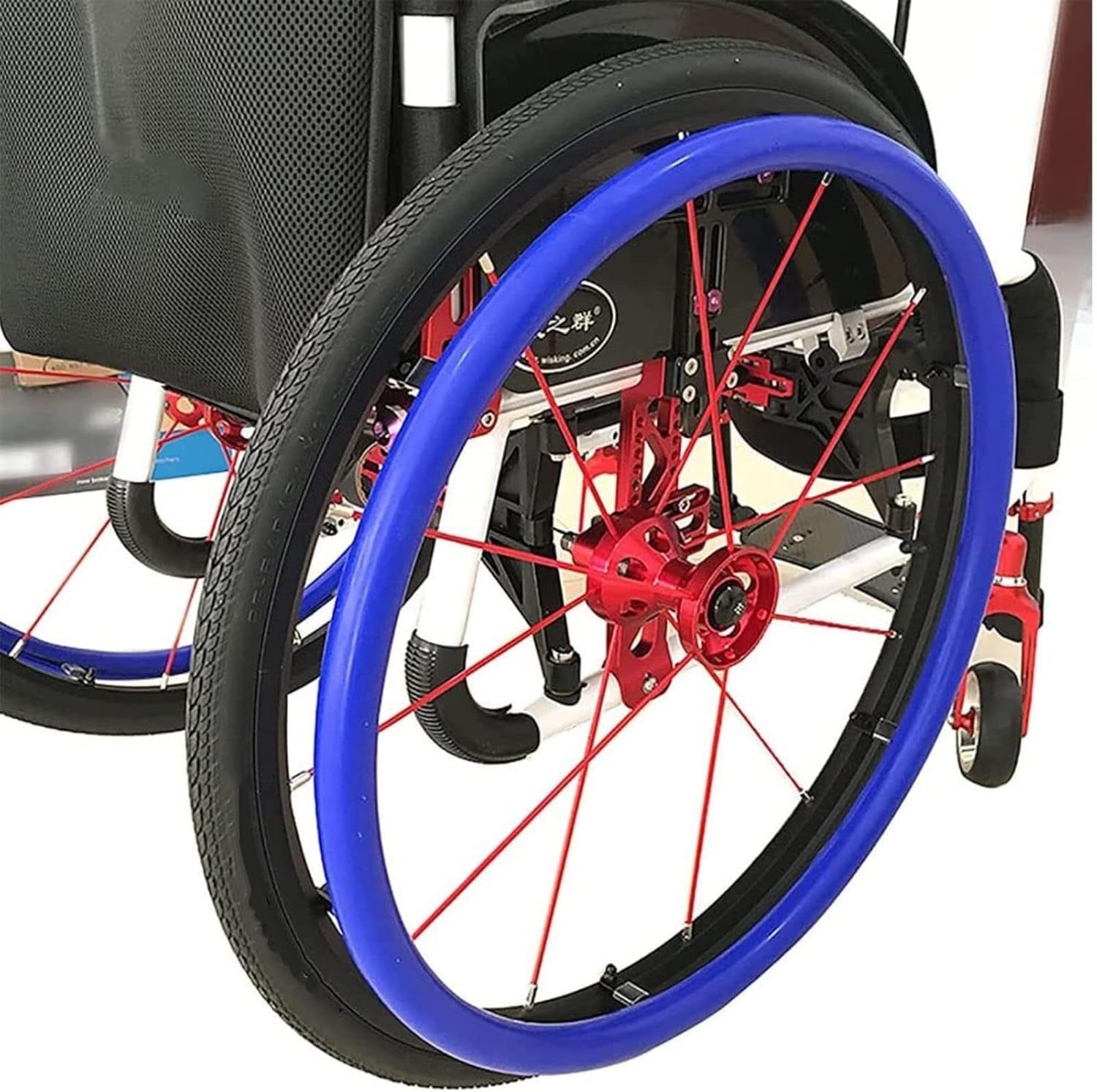 24Inch Wheelchair Rear Wheel Cover Protective Sleeve Wheelchair Push Rim Covers Wheelchair Rear Wheel,Blue