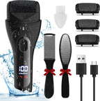 Electric Foot File Pedicure Feet Hard Skin Remover Foot Scraper Dry Dead Skin Remover Callus Exfoliator Rechargeable Feet Scrubber with 3 Replacement Rollers Foot Care Skin Removers, Black