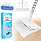 Snap Grip Mop, Cloth Changing Mop, Zero Touch Lazy Mopa with Automatic Cloth Changing, Wet & Dry Dust Mopping for Hardwood, Vinyl, Laminate, Tile, Includes 20 Dry Pads, Home Cleaning Essential (White)