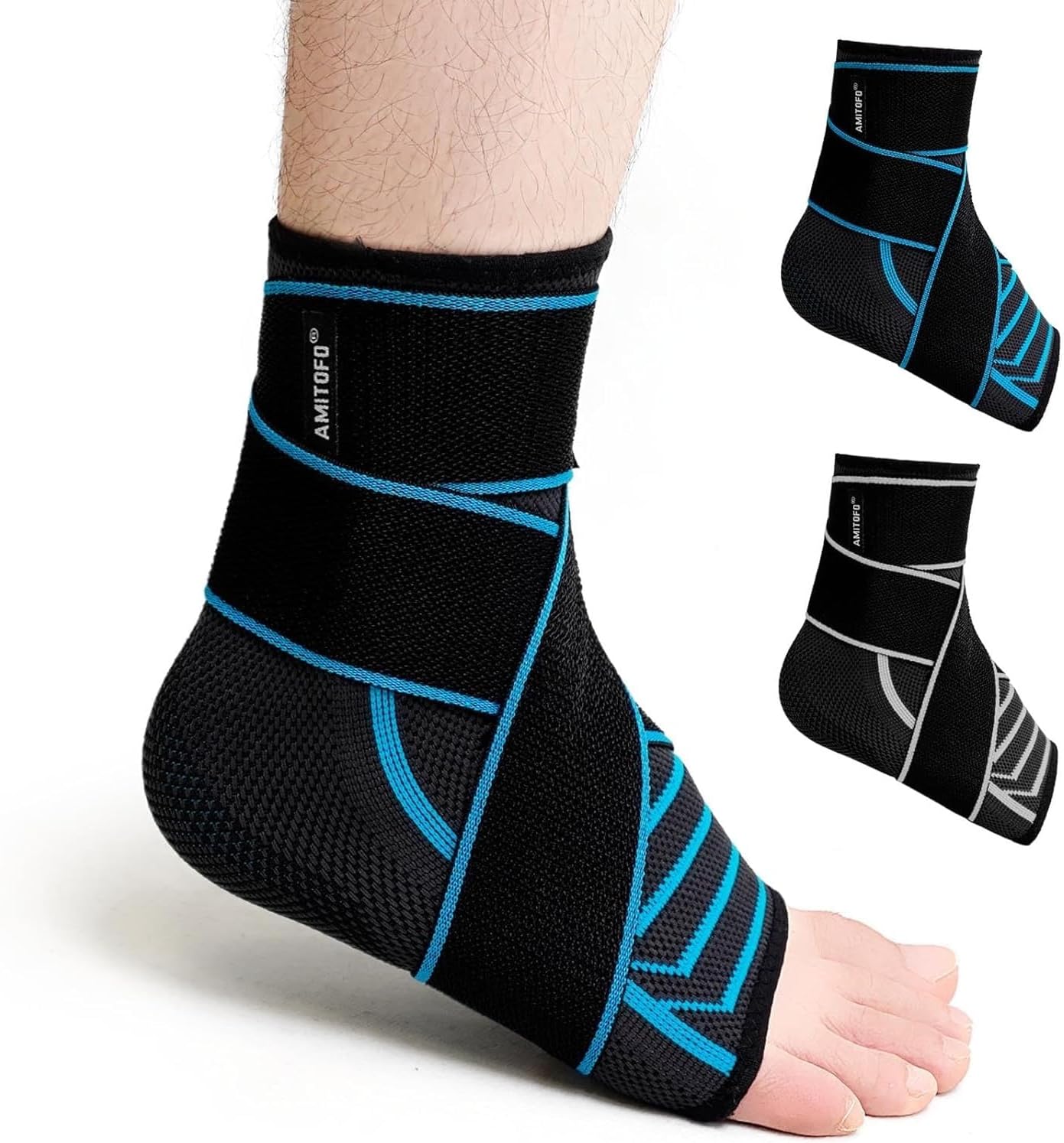 Ankle Brace for Sprained Ankle, Plantar Fasciitis & Achilles Tendonitis Relief, Heel Support with Strap for Men Women, Compression Wrap for Foot Swelling(Single, Medium)