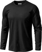 EKLENTSON Men's Cotton Crewneck T-Shirts Long Sleeve Plain Tee Moisture Wicking Casual Tshirts Solid Color