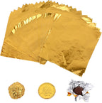 100 Pcs Gold Candy Wrappers Foil 4" x 4" Square Chocolate Wrappers, Aluminum Foil Candy Wrappers for Homemade Candy, Individual Chocolate Packaging for Valentine's Day Wedding Birthday