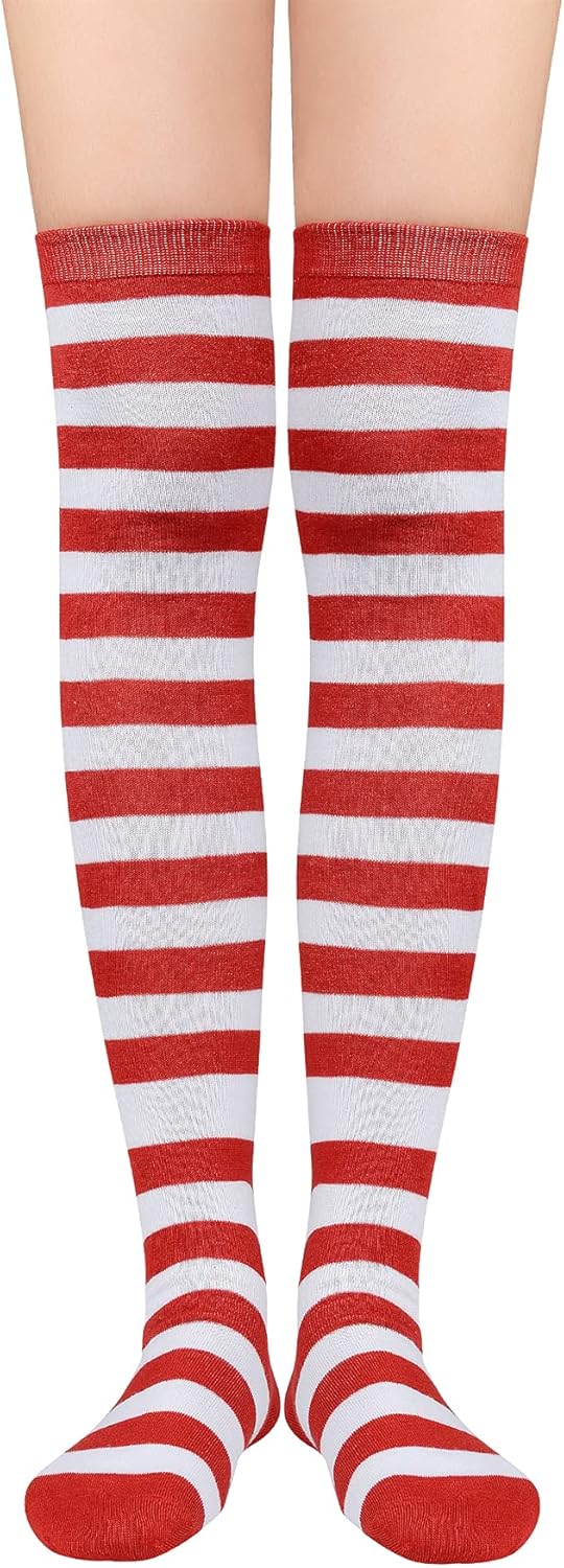 Zando Womens Thigh High Socks Striped High Knee Socks Knee High Socks for Cosplay Long Socks Over the Knee Leg Warmers