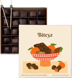 Biteyz Choco Turkish Delight, Vegan Candy Gift Box - Chocolate-Covered Assorted Treats with Orange, Pistachio, and Hazelnut, 25 Pieces of Gourmet Handmade Vegan Snacks