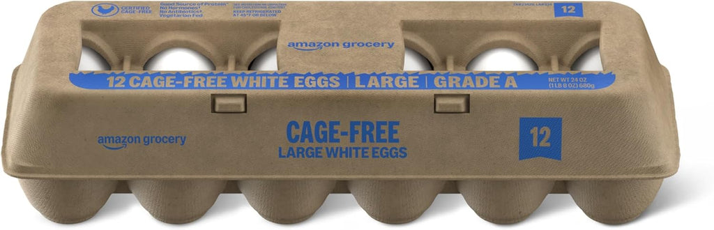 Amazon Grocery, Cage-Free Large White Eggs, Grade A, 1 Dozen