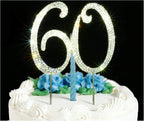 60 Cake Topper | Premium Bling Rhinestone Diamond Gems | 50th Birthday or Anniversary Party Decoration Ideas | Quality Metal Alloy | Perfect Keepsake