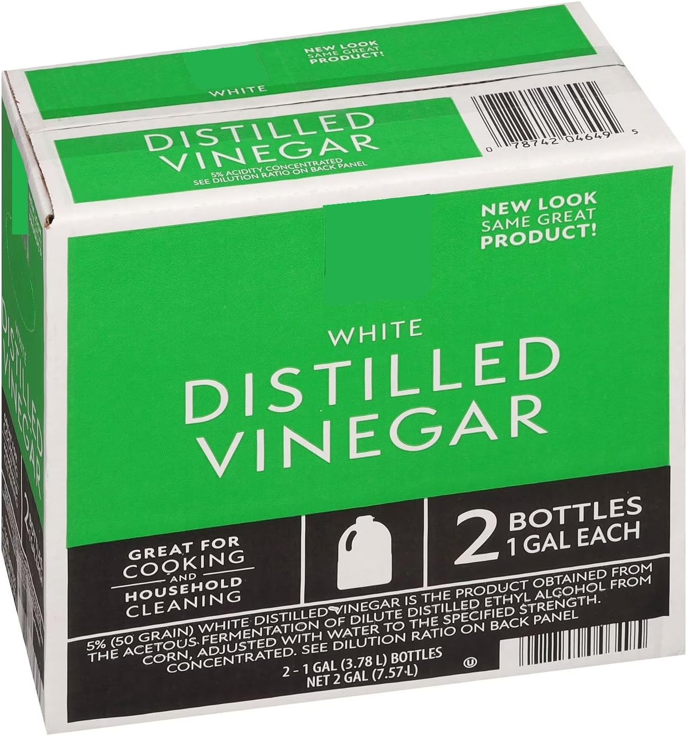 White Distilled Vinegar, 1 Gallon Jugs, 2 Pack, for Cooking and Cleaning