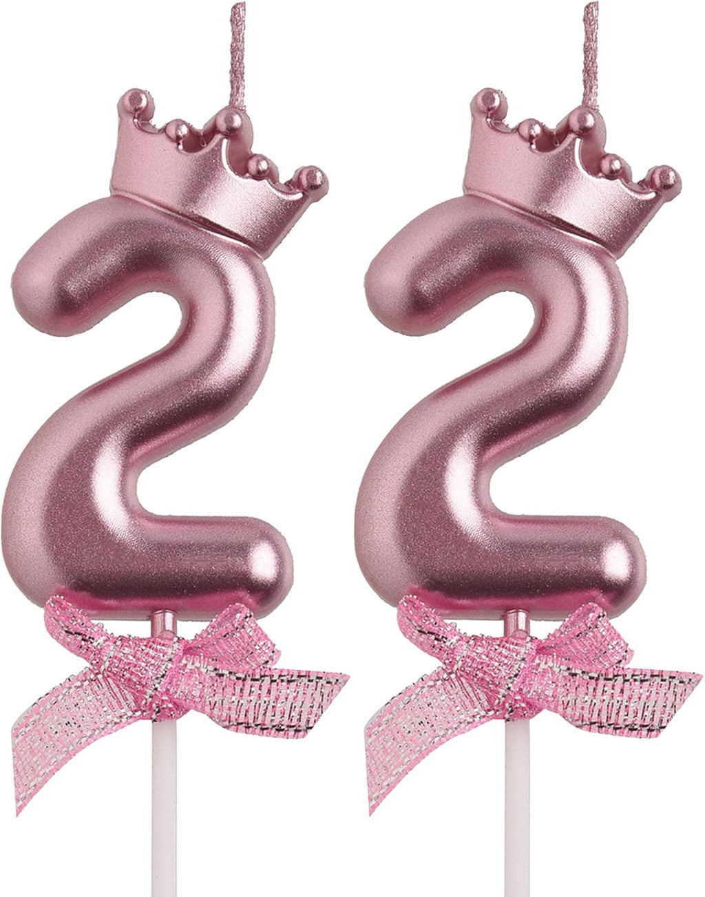 22nd Birthday Candles, Rose Gold 22 Year Old Number Birthday Candles, Happy Birthday Party Decorations Cake Topper Gifts for Men Women