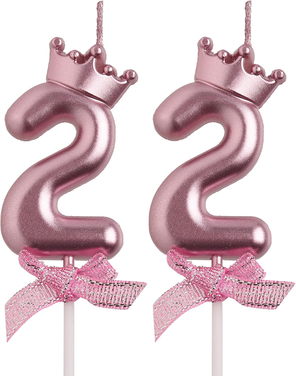 22nd Birthday Candles, Rose Gold 22 Year Old Number Birthday Candles, Happy Birthday Party Decorations Cake Topper Gifts for Men Women