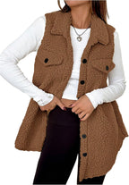 SOLY HUX Women's Button Down Fleece Outerwear Vest Sleeveless Teddy Jacket Coat Fall Winter Clothes