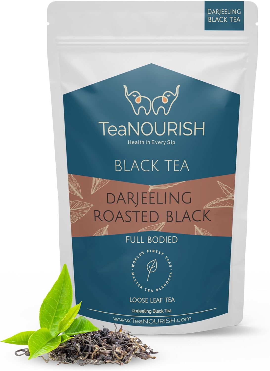 TeaNOURISH Darjeeling Roasted Black Tea | Darjeeling Loose Leaf Tea | Full Bodied & Robust | Freshly Sourced From Single Estate | Brew as Hot or Iced Tea - 3.53oz/100g