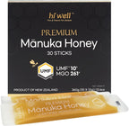 Hi Well Premium New Zealand 100% Manuka Honey | Monofloral Pure Raw Honey | UMF MGO Certified | Easy to take12g x 30 sticks | 12.6Oz(360g) (UMF 10+)