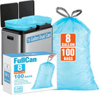 8 Gallon Trash bags for Dual Trash Can (2 x 8 Gallon), 100 count Drawstring Kitchen Garbage Bags, Pre-Separated Blue