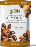 Bazzini Milk Chocolate Almonds, Gourmet Almonds Coated in Rich Milk Chocolate, Kosher, Since 1886 Gourmet Nut Snack, Made in USA (10oz Pouch)