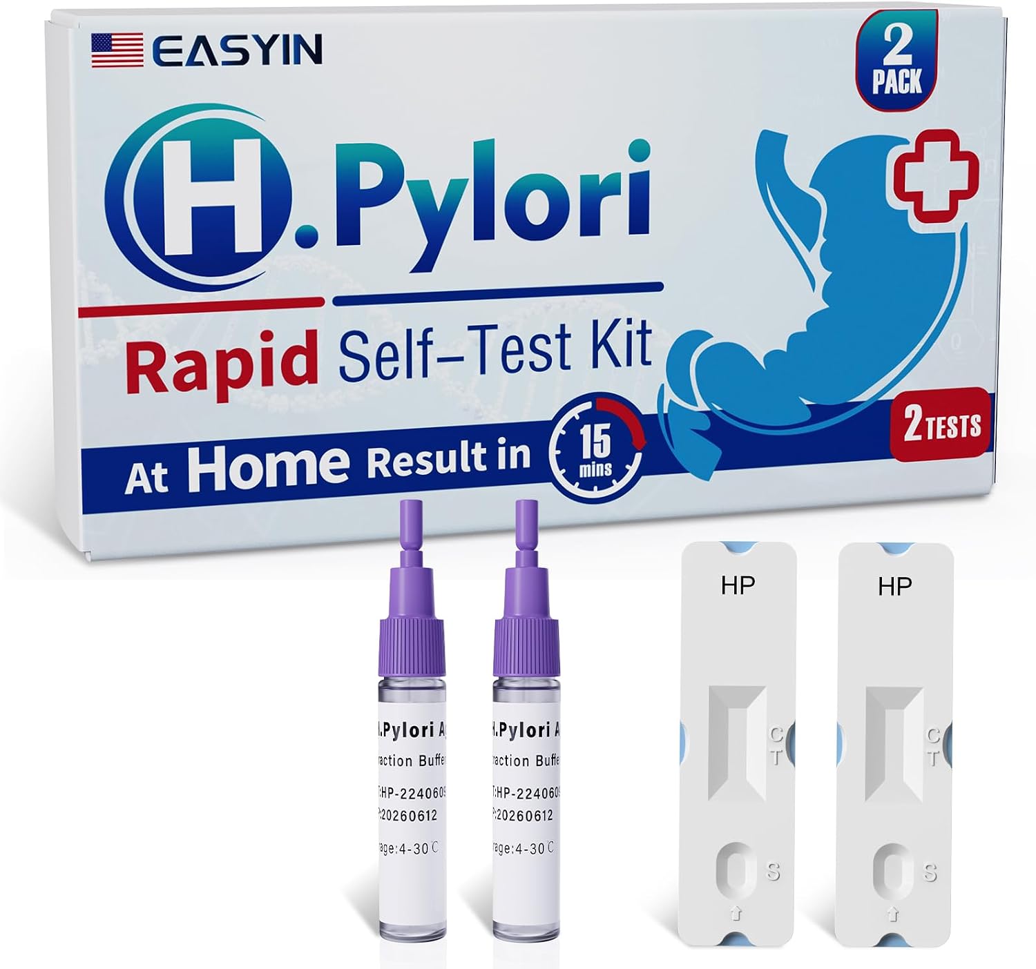 H Pylori Test Kit: 2 PCS Fast & Highly Accurate & Easy to Use & Read Helicobacter Pylori Test at Home Results in 10-15 Minutes - H-Pylori Test Kit 2 Test (2)